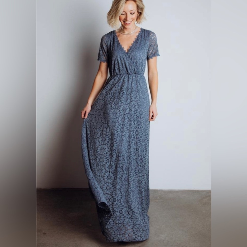 Baltic Born - Venice Lace Maxi Dress | Slate Blue